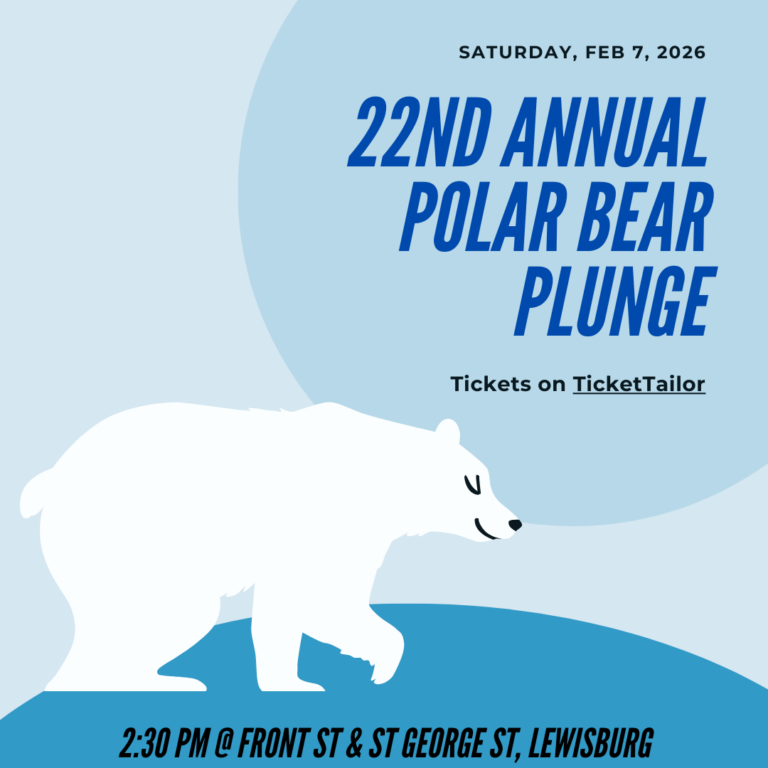 Image of Polar Bear with date and time of Polar Bear Plunge plus link to ticket page