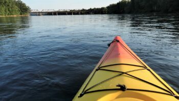 Bow of a kayak on the West Branch of the Susquehanna River