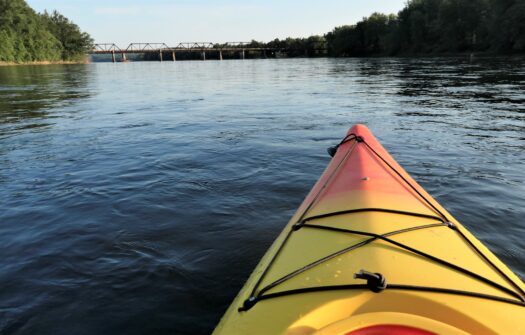 Bow of a kayak on the West Branch of the Susquehanna River
